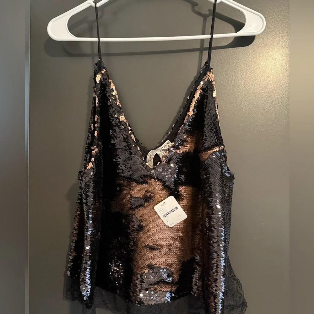Free People Intimates Sequin Black Cami Top - Picture 5 of 5
